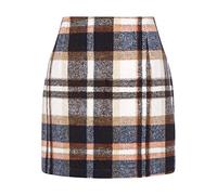 Womens High Waist Plaid Skirt Bodycon Pencil Wool Mini Skirts Hot Table Skirt (Brown, M)