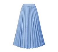 Women's High Waist Pleated Skirt A line Swing Midi Skirt Blue