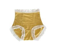 Women's High Waist Plus Size Panties Cute Ice Silk Tummy Control Lace Briefs Female Multipack