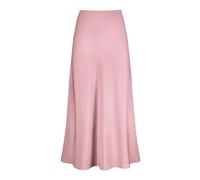 Womens High Waist Skirt Solid Satin Dress Zipper Elegant Skirt Below The Knee Skirt Pink