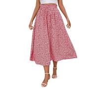 Womens High Waist Skirts Midi Swing Elastic Waist A Line Boho Floral Print Skirt Summer Spring Holiday Swing Maxi Skirts Cocktail Party Going Out Skirt