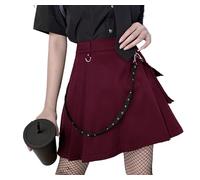 Womens High Waist Vintage Cargo Skirt Casual A Line Mini Skirts with Pocket and Belt Gothic Punk Y2k Streetwear, 6-wine, XL