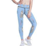 Women's High Waist Yoga Pants,Animal Sheep Gym Workout Running Pants Yoga Leggings for Women Sheep Flower