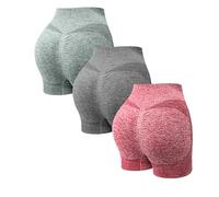 Women's High Waist Yoga Shorts 3 Packs Gym Scrunch Butt Lifting Workout Running Gym Biker Casual Slim Fit Classic Basic Solid Simple Stylish Shorts Lightweight Breathable Quick Dry Short Leggings
