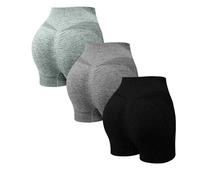 Women's High Waist Yoga Shorts 3 Packs Gym Scrunch Butt Lifting Workout Running Gym Biker Casual Slim Fit Classic Basic Solid Simple Stylish Shorts Lightweight Breathable Quick Dry Short Leggings
