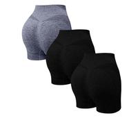 Women's High Waist Yoga Shorts 3 Packs Gym Scrunch Butt Lifting Workout Running Gym Biker Casual Slim Fit Classic Basic Solid Simple Stylish Shorts Lightweight Breathable Quick Dry Short Leggings