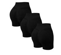 Women's High Waist Yoga Shorts 3 Packs Gym Scrunch Butt Lifting Workout Running Gym Biker Casual Slim Fit Classic Basic Solid Simple Stylish Shorts Lightweight Breathable Quick Dry Short Leggings