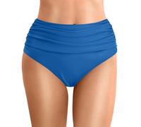 Womens High Waisted Bikini Bottoms Retro Solid Ruched TummyControl Swimming Briefs Basic Full Coverage Swimsuit Swim Shorts Swimwear Trunks Underwear Brief for Women Girls Teens (D Blue, XXL)
