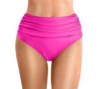 Womens High Waisted Bikini Bottoms Retro Solid Ruched TummyControl Swimming Briefs Basic Full Coverage Swimsuit Swim Shorts Swimwear Trunks Underwear Brief for Women Girls Teens (M)
