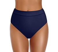 Womens High Waisted Bikini Bottoms Tummy Control Swim Briefs Tummy Control Swimwear Bottoms Solid Color Swim Briefs Cross Front Ruched High Rise Bikini Pants Stretchy Full Coverage Swimwear Bottom