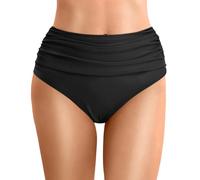 Womens High Waisted Bikini Bottoms Tummy Control Swim Briefs Tummy Control Swimwear Bottoms Solid Color Swim Briefs Cross Front Ruched High Rise Bikini Pants Stretchy Full Coverage Swimwear Bottom