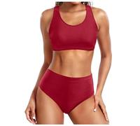 Women's High Waisted Bikini Set Halter Padded Swimsuit Bathing Suit Push Up Halter Swimsuits Push Up Bikini Top with High Waisted Bottom Boho Hawaiian Bikini Sets Red