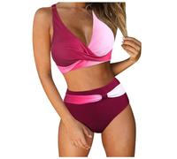 Womens High Waisted Bikini Set Retro Ruched Two Piece Swimsuit Push Up Padded Bathing Suit Tummy Control Vintage Print Bikini Summer Beachwear Fashion Swimwear Holiday Pool Party Swim Outfit (XXL)