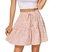 Women's High Waisted Bohemian Skirt Floral Print Flare Ruffles Chic and Elegant Casual Summer Fluid Beach Skirts Lightweight Loose Fit Versatile for Carnival