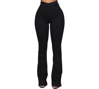 Womens High Waisted Button Up Slim Fit Flared Denim Pants Y2K Vintage Classic Bootcut Stretch Bell Bottoms Jeans with Pockets