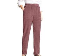 Womens High Waisted Casual Corduroy Pants Loose Straight Leg Pull On Soft Comfy Jogger Sweatpants Casual Warm Up Paperbag Pants with Pockets Red