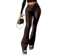 Women's High Waisted Faux Leather Flared Pants for y2k Club Trousers
