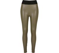 Urban Classics Women's Faux Leather High Waist Leggings, Olive, S