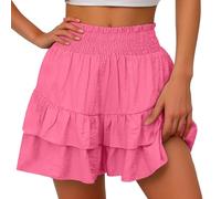 Women's High Waisted Flowy Skorts Boho Ruffle Shorts Layered Pleated Tennis Skirts Summer Beach Shorts Casual Tiered Skirts