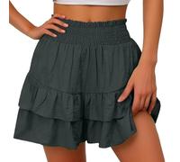 Women's High Waisted Flowy Skorts Boho Ruffle Shorts Layered Pleated Tennis Skirts Summer Beach Shorts Casual Tiered Skirts