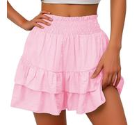 Women's High Waisted Flowy Skorts Boho Ruffle Shorts Layered Pleated Tennis Skirts Summer Beach Shorts Casual Tiered Skirts