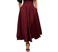 Women's High-Waisted Half Skirt Petticoat Elastic Waist Belt Solid Color Pocket Silk Satin Long Dress Ladies Ol Soft Pleated Skirt Petite Hanger Autumn Winter