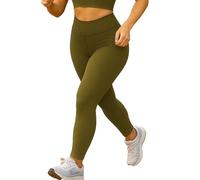 Womens High Waisted Leggings, Plus Size Ladies Gym Wear, Yoga Sports, Tummy Control, Running Workout Non See-Through Pants Trousers Khaki