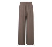 Women's High-Waisted Pleated Wide-Leg Trousers QS Marron 36