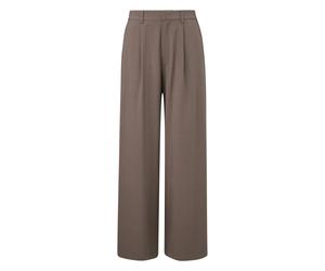 Women's High-Waisted Pleated Wide-Leg Trousers QS Marron 44