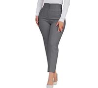 Womens High Waisted Pull-On Tapered Trousers Smart Stretch Casual Business Office Work Suit Pants Slim Fit Bag Hip Casual Ankle Grazer Paper Bag Pants with Pockets Dark Gray