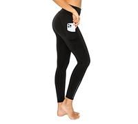 Women's High Waisted Reflective Yoga Pants with Pockets: Full, Capri, 7/8 Length, 7/8 Length-Black, Medium