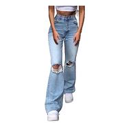 Womens High Waisted Ripped Jeans Skinny Stretchy Cut Out Distressed Destroyed Washed Denim Pants Plus Size Ladies Curvy Slim Fit Bootcut Flared Boyfriend Juniors Jeans with Pockets