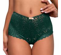 Women's High Waisted Seamless Thongs - Sexy Lace Bikini Panty Shorts Cheeky Underwear Ultra Thin V-Back Criss Cross Underpants Scallop Trim Knickers (XL,Green)