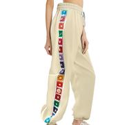 Women's High Waisted Sports Trousers, Women's Plus Size Colorful Printed Stitching Loose Fit Casual Comfortable Fit Hip-Hop Streetwear Chic And Elegant Jogging Pants