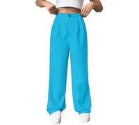 Women's High Waisted Wide Leg Dress Pants Button Front Pleated Tailored Trousers, Ladies Comfort Work Office Bottoms & Smart Casual Wear Business Formal Everyday Elegant