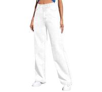 Womens High Waisted Wide Leg Jeans Stretch Casual Versatile Trousers | Plain Pants Full Length Bottoms Comfy Y2K Streetwear Joggers Denim Sweatpants Baggy Jeans Plus Size With Pockets