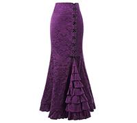 Women's High-Waisted Winter Skirt Women's Mid-Length Retro Style Ruffled Chic and Elegant Gothic Punk Bodycon for Carnival Basic Purple