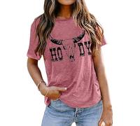 Women's Highland Cattle Cow T-Shirt New HODY Street West Cowboy Cow Head Print Animal Pattern Bull Graphic Shirt Western Vintag Cowgirl Short Sleeve Tops