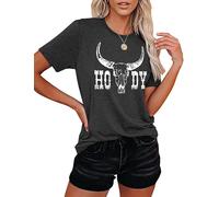 Women's Highland Cattle Cow T-Shirt New HODY Street West Cowboy Cow Head Print Animal Pattern Bull Graphic Shirt Western Vintag Cowgirl Short Sleeve Tops