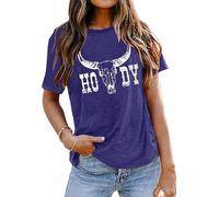 Women's Highland Cattle Cow T-Shirt New HODY Street West Cowboy Cow Head Print Animal Pattern Bull Graphic Shirt Western Vintag Cowgirl Short Sleeve Tops
