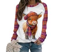 Women's Highland Cow 3D Printed Sweatshirts Long Sleeve T-Shirt Funny Graphic Pullover Sweater Casual Tshirts Tops