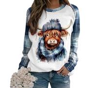 Women's Highland Cow 3D Printed Sweatshirts Long Sleeve T-Shirt Funny Graphic Pullover Sweater Casual Tshirts Tops
