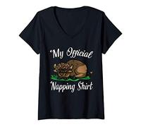 Womens Highland Cow Nightgown - My Official Napping V-Neck T-Shirt