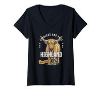 Women's Highland Cow Ranch Queen Funny V-Neck T-Shirt