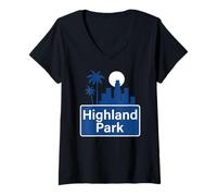 Womens Highland Park NELA Northeast Los Angeles HLP York 90042 V-Neck T-Shirt