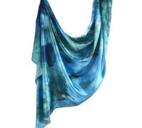 Women's Hijab watercolor printed silk textured satin, Tie Dyed Ombre marble water printed women's Shawl Hijab scarf, Blue, 180x85CM