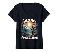 Womens Hiker Trail Hiking Appalachia Sasquatch Saw Me Appalachian V-Neck T-Shirt