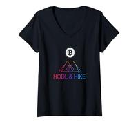Womens hiking adventure hike blockchain sats freedom invest Bitcoin V-Neck T-Shirt