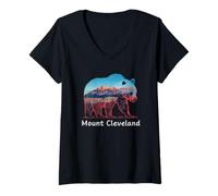 Womens Hiking Camping Mount Cleveland National Park V-Neck T-Shirt
