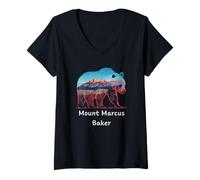 Womens Hiking Camping Mount Marcus Baker National Park V-Neck T-Shirt